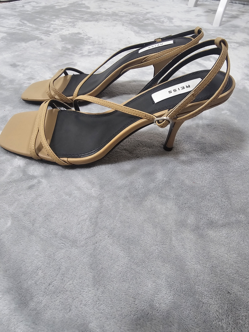 REISS Tan Strappy Square-Toe Sandals Sz 39 - Picture 5 of 12